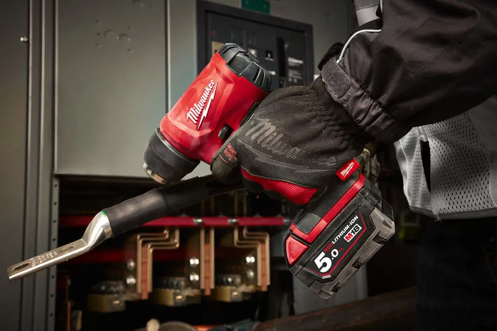 Термоповітродувка акумуляторна MILWAUKEE, M18 BHG-502C (+ заряд.пристрій, 2 акум.Х 5Аг, кейс) 