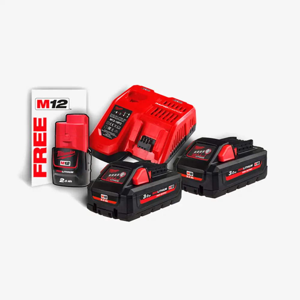 Енергокомплект MILWAUKEE, M18 HNRG-302 (+заряд.пристрій, 2 акум. M18 HB3(3Аг), 1 акум. M12 B2(2Аг) 